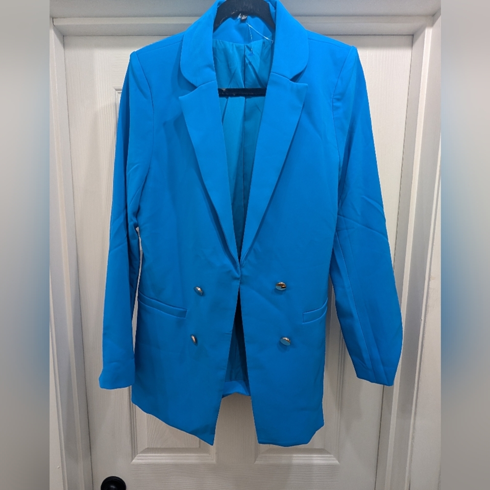 Michel Studio Sky Blue Double-Breasted Blazer | Size Large | NWOT